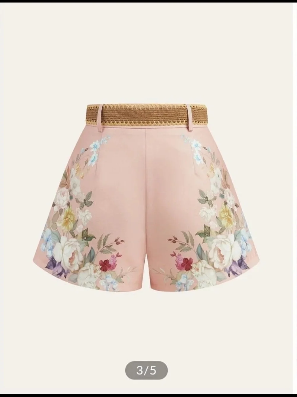 Commense Women’s Pink Floral Belted Mid-Rise Pleated Woven Shorts Size L